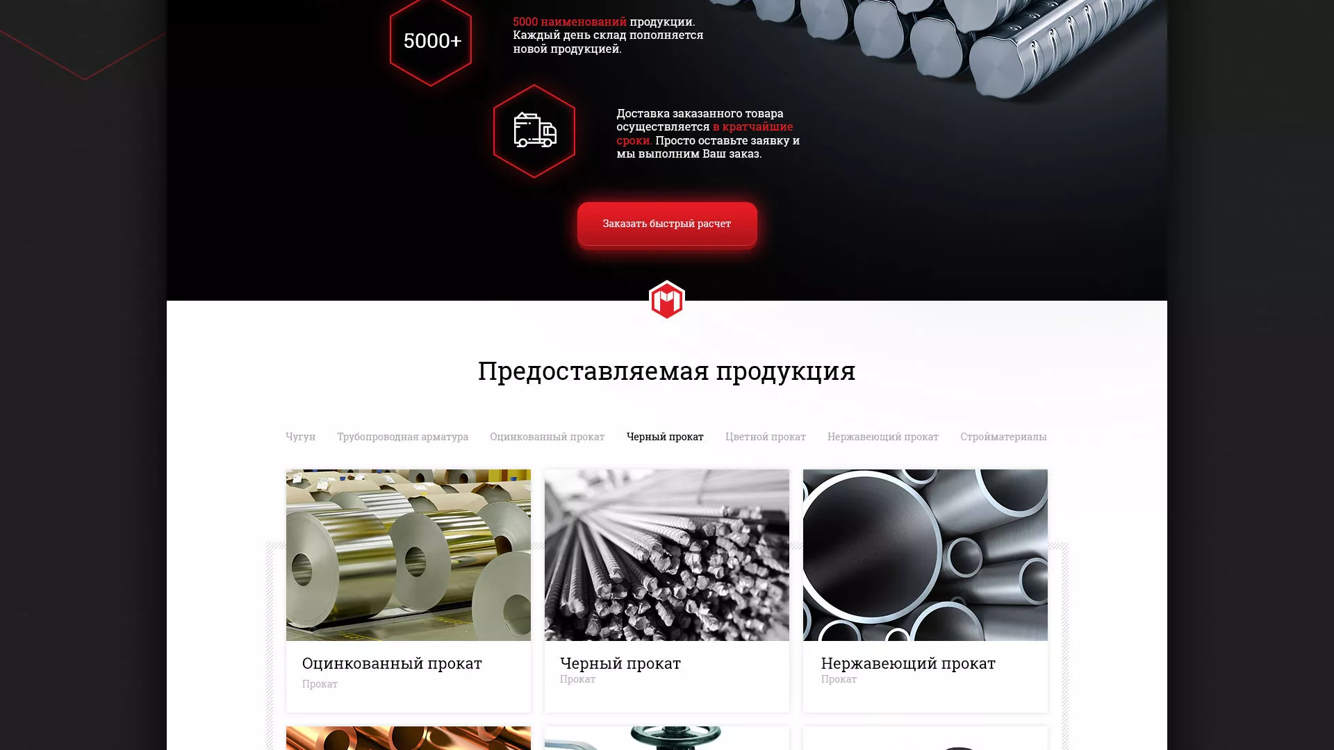 Разработка сайта по продаже металлопроката в Завитинске